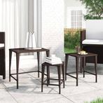 vidaXL Tuintafeltjesset 3 st poly rattan bruin, Tuin en Terras, Tuintafels, Verzenden, Nieuw