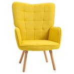 Fauteuil - Comfortabel - Fluweelachtig - Geel, Huis en Inrichting, Fauteuils, Ophalen of Verzenden, Nieuw, Stof, Modern