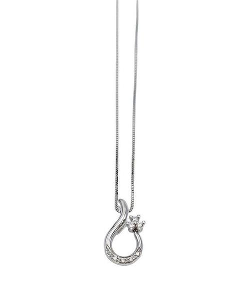 Halsketting - 18 karaat Witgoud - 0.10ct. tw. Diamant, Sieraden, Tassen en Uiterlijk, Kettingen