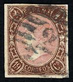 Spanje 1865 - ISABEL II. 19 kwart bruin en roze. Valse, Postzegels en Munten, Gestempeld