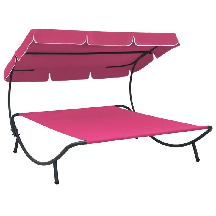 vidaXL Loungebed met luifel roze, Tuin en Terras, Ligbedden, Nieuw, Verzenden