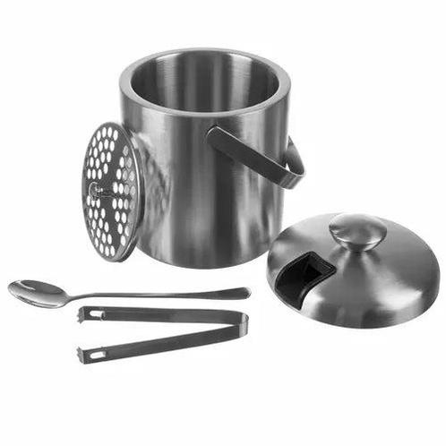 Ruhhy ijsemmer met tang, lepel en deksel 1,3 liter RVS, Huis en Inrichting, Keuken | Keukenbenodigdheden, Ophalen of Verzenden