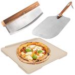 Pizzasteenset voor Grill & Oven - 3-delig met Pizzasteen, Pi, Huis en Inrichting, Keuken | Keukenbenodigdheden, Verzenden, Nieuw