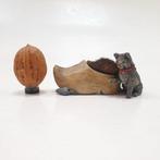 sculptuur, Essuie-plume Chat assis sabot et souris - 4 cm -