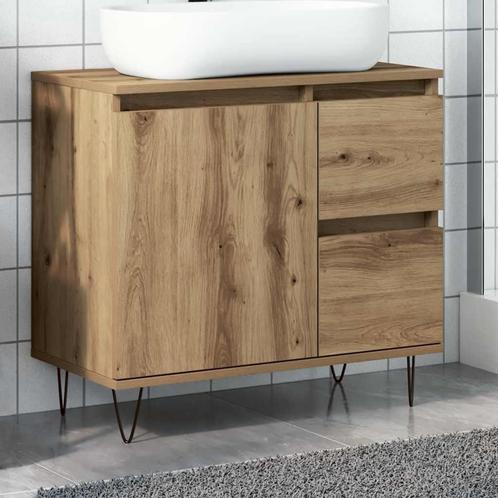vidaXL Badkamerkast 65x33x60 cm bewerkt hout artisanaal, Huis en Inrichting, Badkamer | Badkamermeubels, Nieuw, Minder dan 100 cm