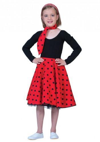 Grease rok met stippen voor kids - Jaren 50 kleding, Kinderen en Baby's, Carnavalskleding en Verkleedspullen, Ophalen of Verzenden