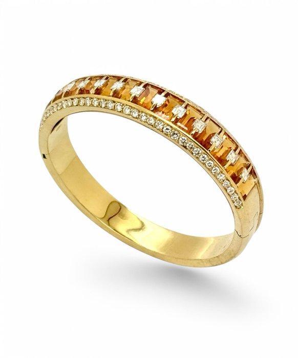 Armband 750 geel goud met citrienkwarts en diamanten -, Sieraden, Tassen en Uiterlijk, Armbanden