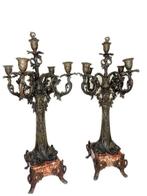 Kandelaber (2) - Brons, Marmer, zamac - Magnifiek & Zeldzaam