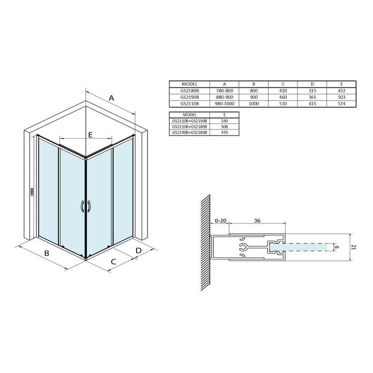 Douchecabine Gelco Sigma Simply Black Rechthoek 90x80x190 cm, Doe-het-zelf en Verbouw, Sanitair, Ophalen of Verzenden