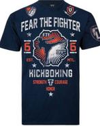 Fear The Fighter Kickboxing T-Shirt Katoen Marineblauw, Nieuw, Maat 46 (S) of kleiner, Blauw, Ophalen of Verzenden
