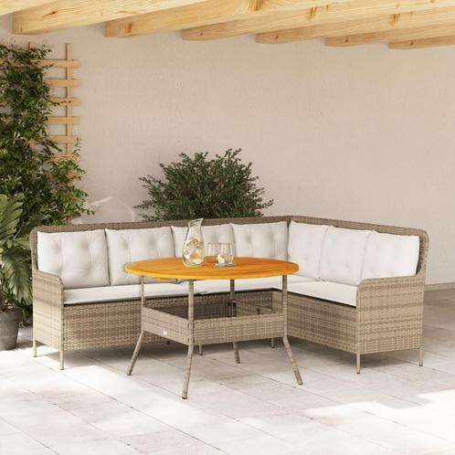 vidaXL 2-delige Loungeset met kussens poly rattan beige, Tuin en Terras, Tuinsets en Loungesets, Loungeset, Nieuw, Rotan, Verzenden