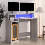 vidaXL Bureau met LED-verlichting 97x45x90 cm hout grijs, Huis en Inrichting, Verzenden, Nieuw