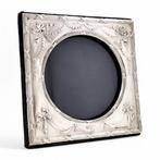 Square sterling silver easel photo frame with Art Nouveau