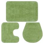 Badmattenset stof groen 3-delig (Badkamer, Interieur), Verzenden