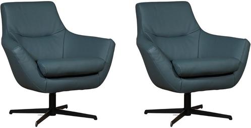 Blauwe leren moderne draaistoels - Toledo Leer Whale (blauw, Huis en Inrichting, Fauteuils, 75 tot 100 cm, 75 tot 100 cm, Nieuw