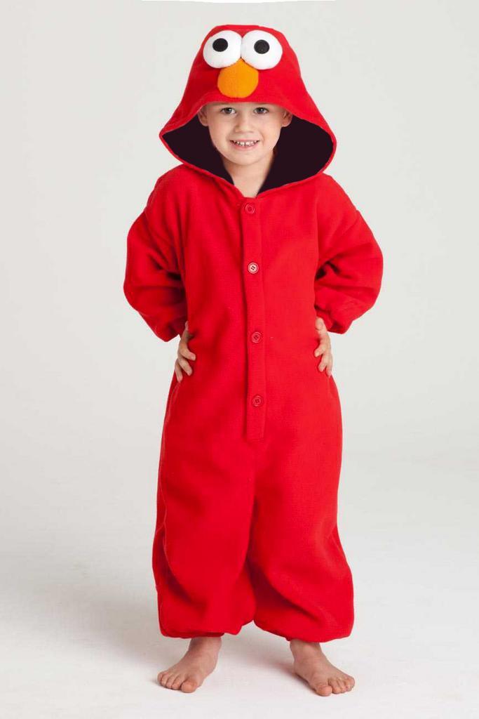 Onesie Elmo Pak Kind Kostuum 110-116 Rood Elmopak Jumpsuit P, Kinderen en Baby's, Carnavalskleding en Verkleedspullen, Nieuw, 110 t/m 116