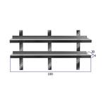 HCB Dubbel wandschap - 180 x 30 cm - RVS, Verzenden, Nieuw in verpakking, RVS Meubilair