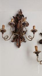 Wandkandelaar (2) - Smeedijzer - Houten wandlamp
