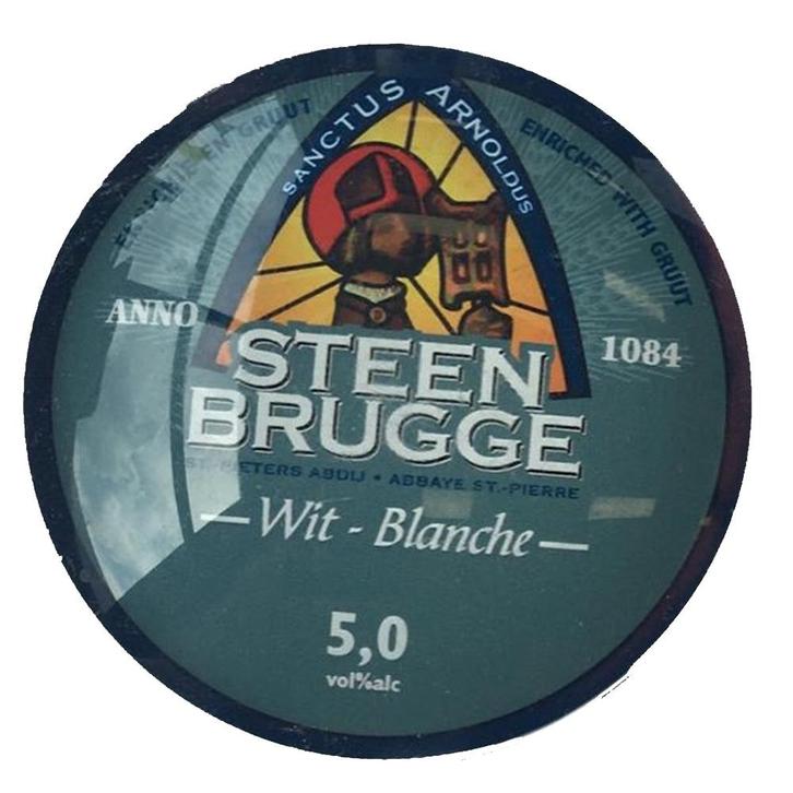 Occasion - Ronde taplens Steen Brugge wit bol 69 mmø, Zakelijke goederen, Horeca | Overige, Ophalen of Verzenden