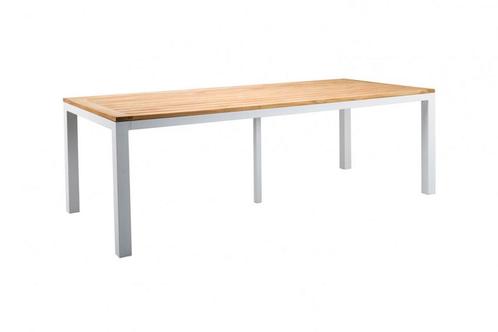 Suns Monte Vari tuintafel wit met teak tafelblad 240 cm |, Tuin en Terras, Tuinsets en Loungesets, Ophalen of Verzenden