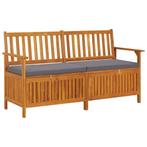 vidaXL Opbergbankje met kussen 148 cm massief acaciahout, Verzenden, Nieuw, Hout