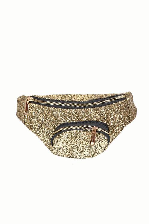 Heuptasje Rond Voorvak Grote Glitters Goud Heuptas Gouden Gl, Sieraden, Tassen en Uiterlijk, Tassen | Damestassen, Overige typen