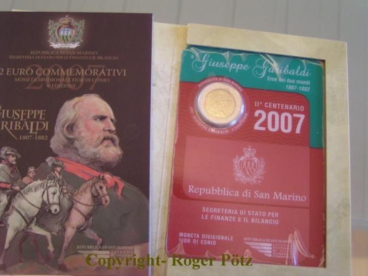San Marino 2 Euro Sonder GedenkMunt 2007 Garibaldi im Ori..., Postzegels en Munten, Munten | Europa | Euromunten, Verzenden