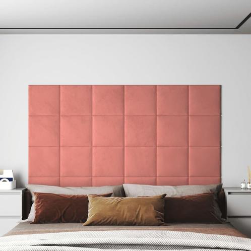 vidaXL Wandpanelen 12 st 1,08 m² 30x30 cm fluweel roze, Doe-het-zelf en Verbouw, Platen en Panelen, Nieuw, Verzenden
