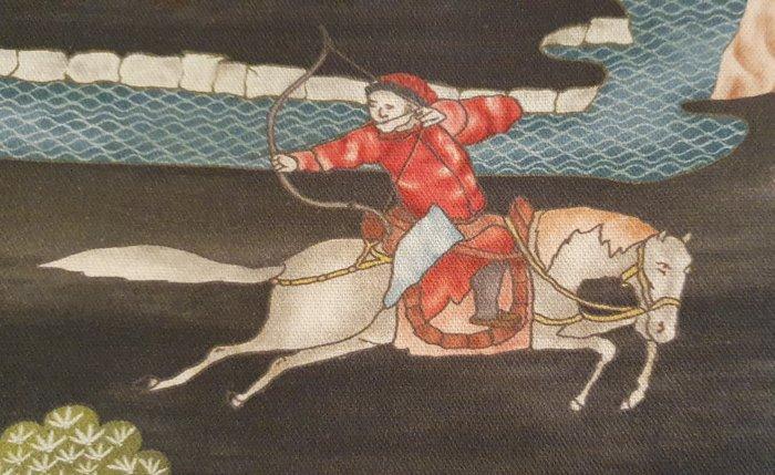 Weefsel in Jim Thompson-stijl Jacht te paard - Zeldzaam, Antiek en Kunst, Antiek | Kleden en Textiel