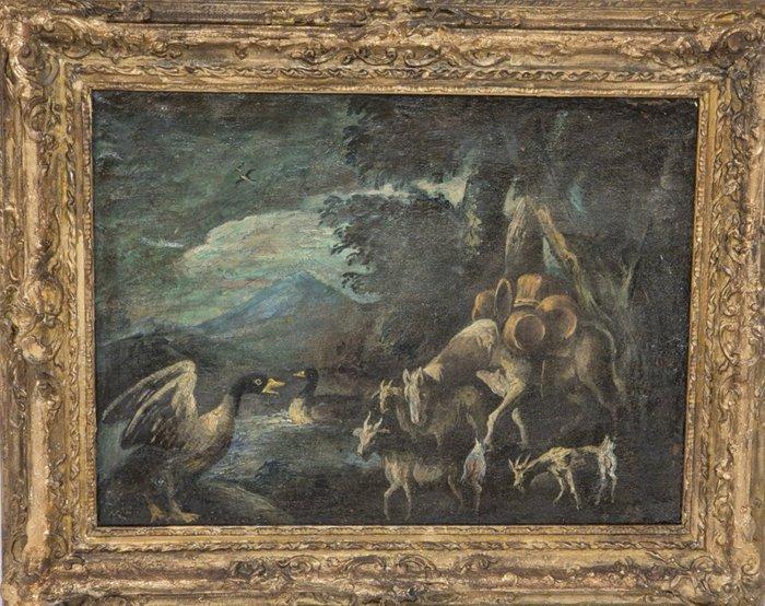 Abraham Hondius (1631-1691), Scuola di - Paesaggio con, Antiek en Kunst, Kunst | Schilderijen | Klassiek