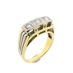 Bicolor gouden heren ring met diamant | 0,3 ct. (vintage), Sieraden, Tassen en Uiterlijk, Ringen, Goud, Met edelsteen, Gebruikt