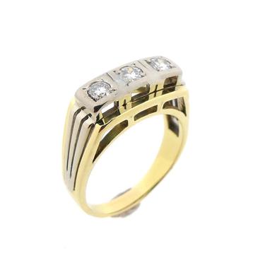 Bicolor gouden heren ring met diamant | 0,3 ct. (vintage) beschikbaar voor biedingen