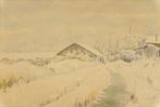 C van den Enden Verschuren, Aquarel Winter Landschap, Antiek en Kunst, Ophalen