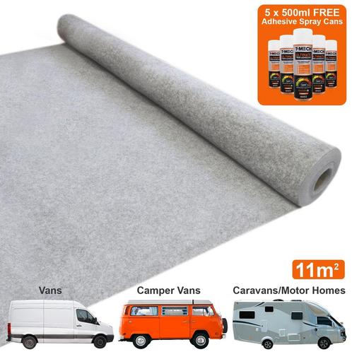 Van Tapijtvoering / Zilvergrijs & 5 Lijmcilinders, Auto-onderdelen, Interieur en Bekleding, Verzenden