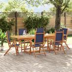 vidaXL 7-delige Tuinset massief acaciahout en textileen, Tuin en Terras, 6 zitplaatsen, Nieuw, Tuinset, Verzenden