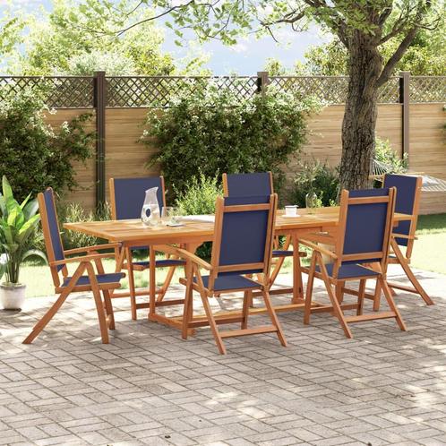 vidaXL 7-delige Tuinset massief acaciahout en textileen, Tuin en Terras, Tuinsets en Loungesets, Tuinset, Nieuw, 6 zitplaatsen