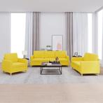 vidaXL 3-delige Loungeset met kussens stof lichtgeel, Huis en Inrichting, Verzenden, Nieuw, Vierpersoons of meer, Stof