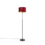 Vloerlamp zwart met velours kap rood met goud 35 cm - Parte, Huis en Inrichting, Lampen | Vloerlampen, Nieuw, Overige materialen