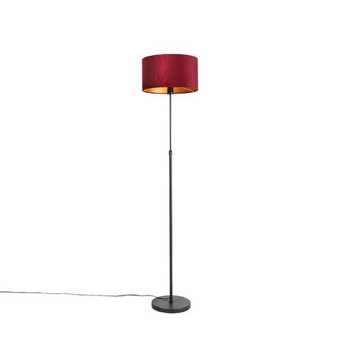 Vloerlamp zwart met velours kap rood met goud 35 cm - Parte, Huis en Inrichting, Lampen | Vloerlampen, Nieuw, Overige materialen