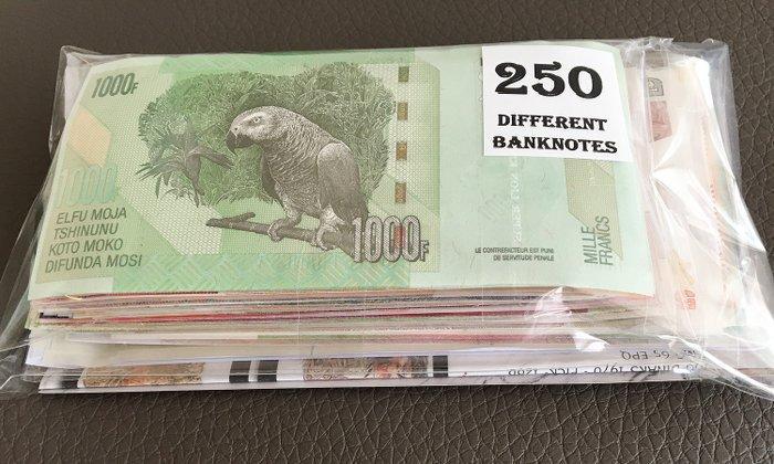 Wereld. - 250 Different banknotes - various dates (Zonder, Postzegels en Munten, Bankbiljetten | Europa | Niet-Eurobiljetten