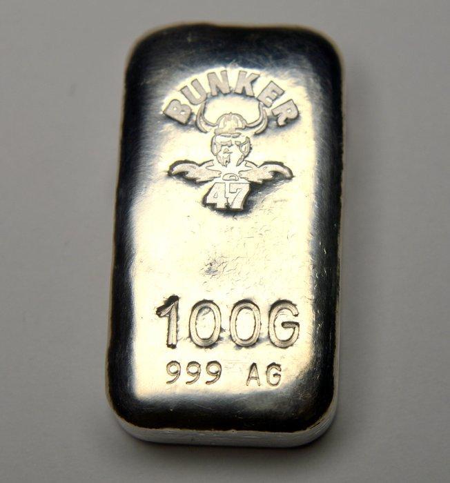 100 gram - Zilver .999 - Bunker (Zonder minimumprijs), Postzegels en Munten, Edelmetalen en Baren