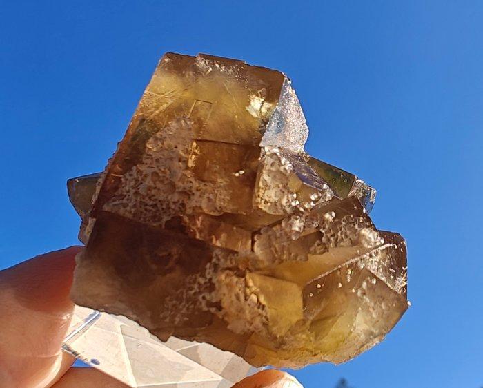 Fluoriet Kristallen op matrix - Hoogte: 6 cm - Breedte: 6, Verzamelen, Mineralen en Fossielen