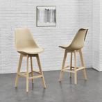 Barkruk set van 4 kunstleer en beuken 105x48x58 cm beige, Huis en Inrichting, Stoelen, Verzenden, Nieuw