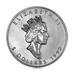 Canadian Maple Leaf 1 oz 1992 (343.800 oplage), Postzegels en Munten, Munten | Amerika, Verzenden, Noord-Amerika, Losse munt, Zilver