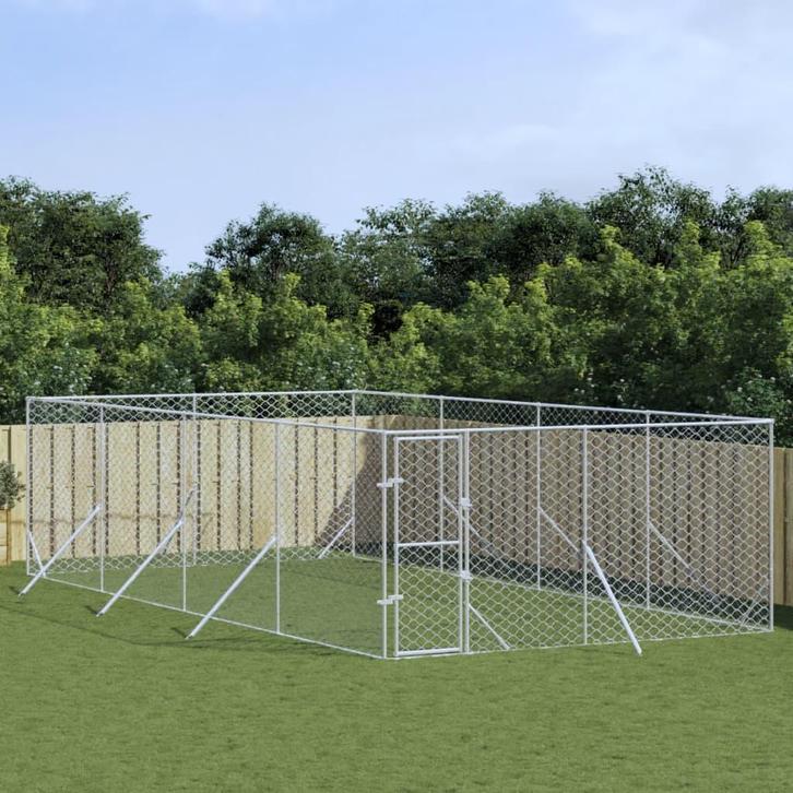 vidaXL Hondenkennel voor buiten 4x8x2 m gegalvaniseerd staal, Dieren en Toebehoren, Honden-accessoires, Nieuw, Verzenden