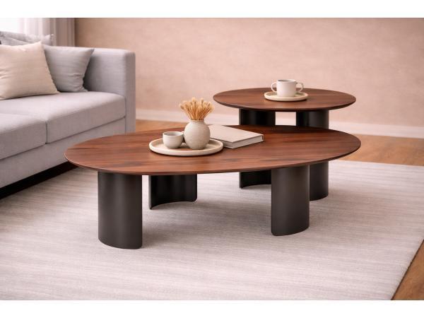 Veiling -  Salontafels set Organisch- Walnoot - Notenhout -, Huis en Inrichting, Tafels | Salontafels