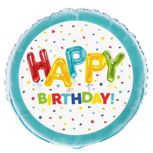 Helium Ballon Happy Birthday Ballonnen Blauw 45cm leeg, Hobby en Vrije tijd, Feestartikelen, Nieuw, Verzenden