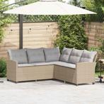 vidaXL Loungebank met kussens L-vormig poly rattan beige, Verzenden, Nieuw, Rotan, Loungeset
