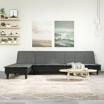 vidaXL Slaapbank L-vormig 255x140x70 cm stof donkergrijs, Verzenden, Nieuw, Stof, Minder dan 150 cm