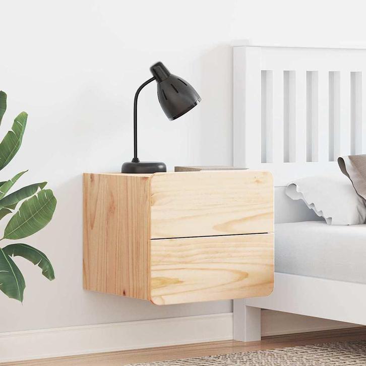 vidaXL Nachtkastje 2 pcs Bruin 39 x 34 x 33 cm Massief, Huis en Inrichting, Slaapkamer | Nachtkastjes, Nieuw, Minder dan 45 cm